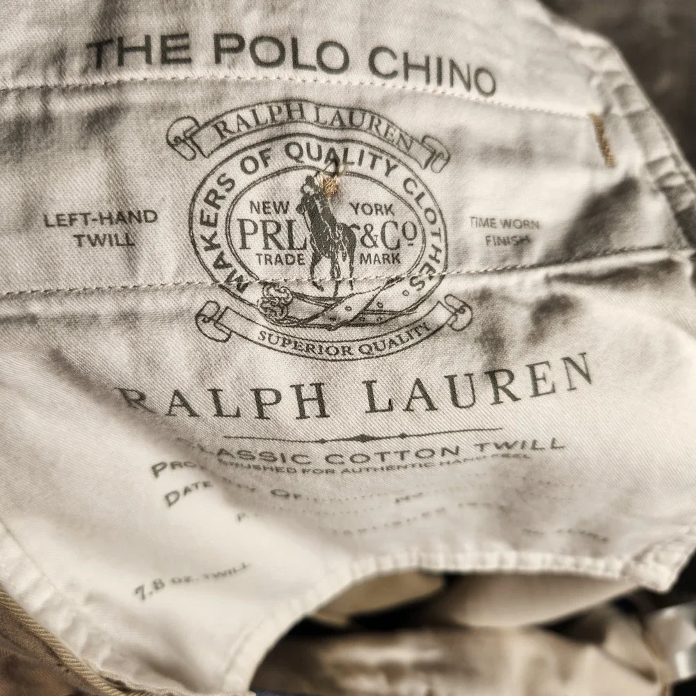 Polo Ralph Lauren Chino Pants Mens 34/32 Tan Excellent Classic Fit Cotton Twill